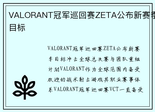VALORANT冠军巡回赛ZETA公布新赛季目标